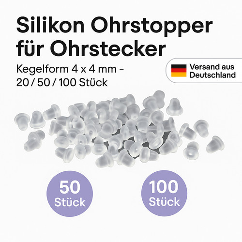 Ohrstopper silikon 4x4mm - silikon,
